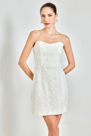 VESTIDO CURTO FLOWERS OFF-WHITE