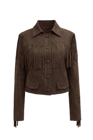 JAQUETA SUEDE COM FRANJAS
