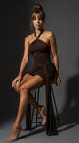 VESTIDO HALTER NOBLESSE MARROM