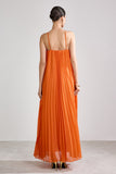VESTIDO PLISSADO BELA LARANJA