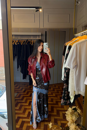 JAQUETA DE COURO VERNIZ VERMELHA