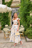 CONJUNTO MAGNÓLIA CROPPED E SAIA MIDI FLORAL