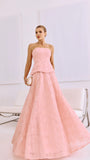 VESTIDO LONGO TULE BORDADO ROSA