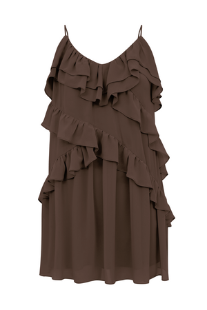 VESTIDO CURTO BABADOS CHIFFON