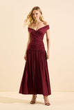 VESTIDO MIDI VELURE BORDO