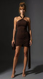 VESTIDO HALTER NOBLESSE MARROM