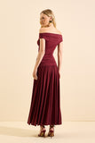 VESTIDO MIDI VELURE BORDO