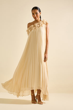 VESTIDO JABOUR NO DECOTE AREIA