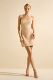 VESTIDO CURTO FLOWERS NUDE