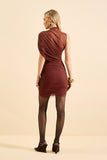 VESTIDO CURTO VESTAL MARROM