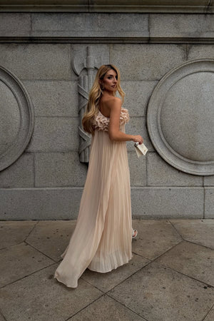 VESTIDO JABOUR NO DECOTE AREIA