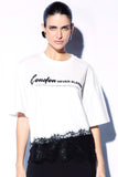 TSHIRT KATE BRANCA MALHA ESTAMPADA RENDA