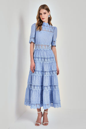 VESTIDO MIDI MELANIE AZUL BEBE