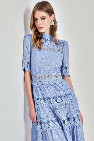 VESTIDO MIDI MELANIE AZUL BEBE