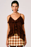 BLUSA SUZANE CHIFFON COM TOP MARROM