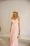 VESTIDO LONGO ALÇA ROSA