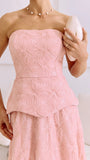 VESTIDO LONGO TULE BORDADO ROSA