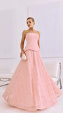 VESTIDO LONGO TULE BORDADO ROSA