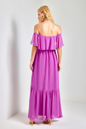 VESTIDO LONGO DUETO DAS FLORES MAGENTA