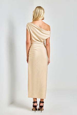 VESTIDO TRILOBAL DEGAGE DOURADO