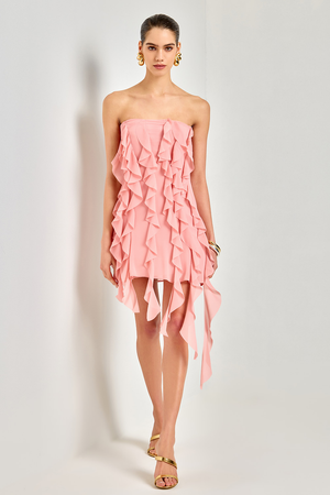 VESTIDO AURORA BABADOS PÊSSEGO