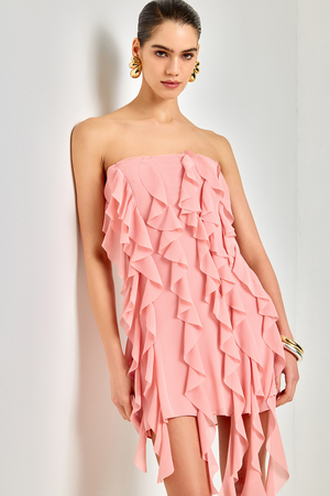 VESTIDO AURORA BABADOS PÊSSEGO