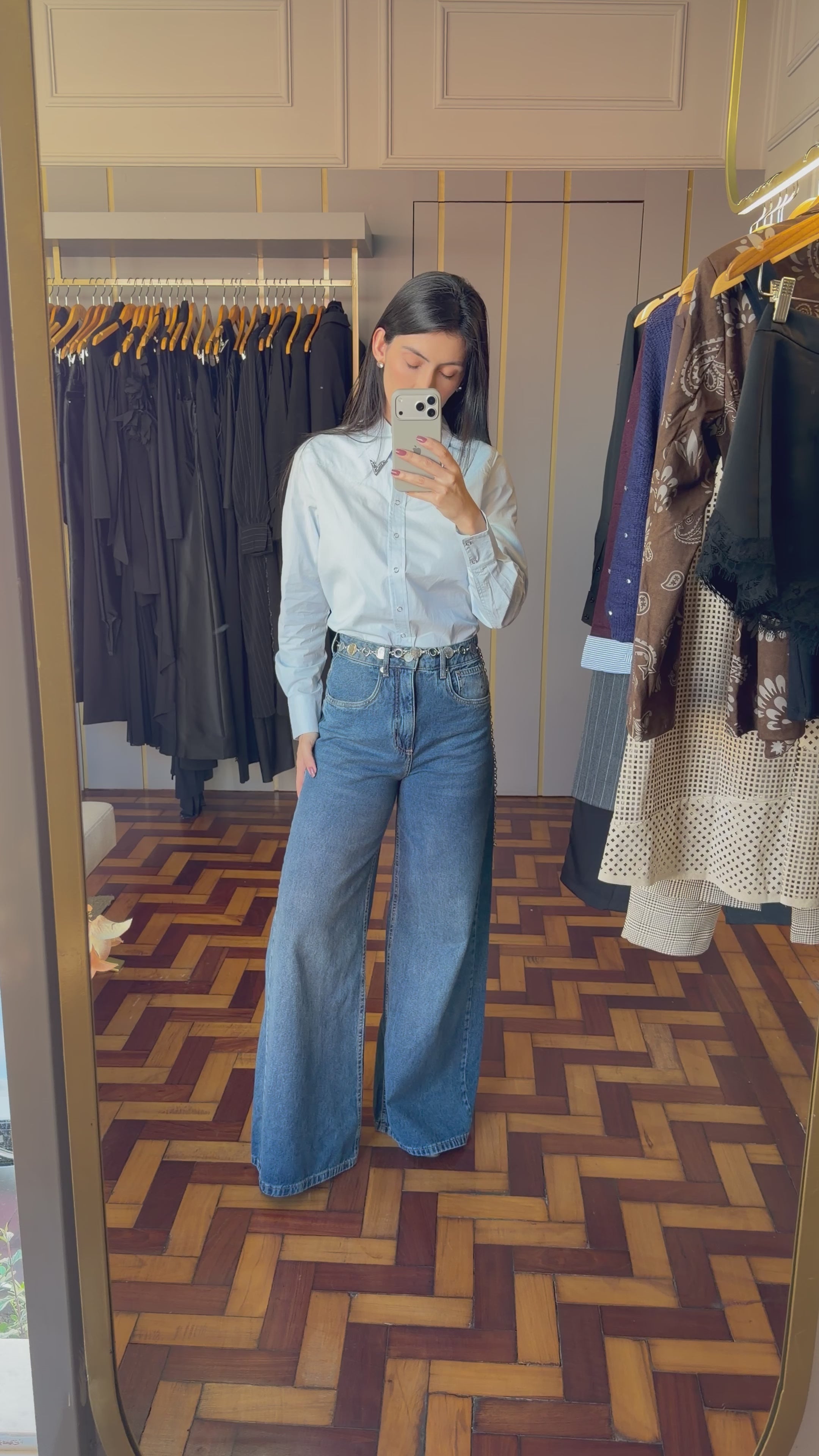 CALÇA JEANS PALAZZO
