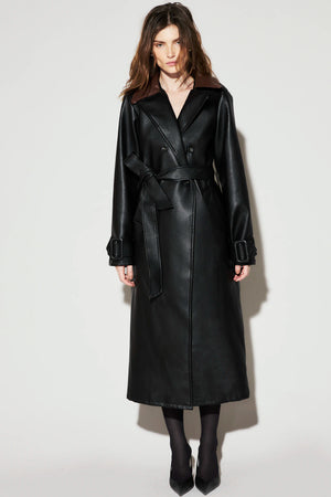 TRENCH COAT LIA COURO PU PRETO
