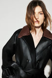 TRENCH COAT LIA COURO PU PRETO