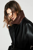 TRENCH COAT LIA COURO PU PRETO